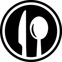 Restaurant Cutlery Circular Interface Symbol With A Knife And A Spoon Engraving Svg Design, Free Vectors File
